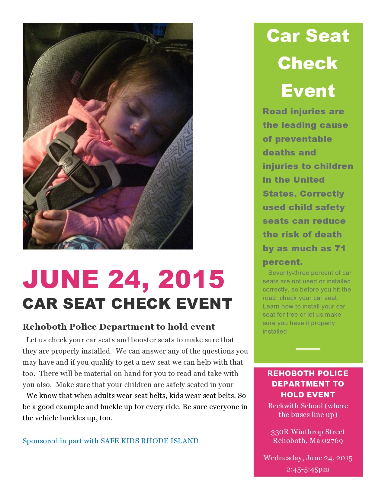 Car Seat Check Rehoboth Police Department
