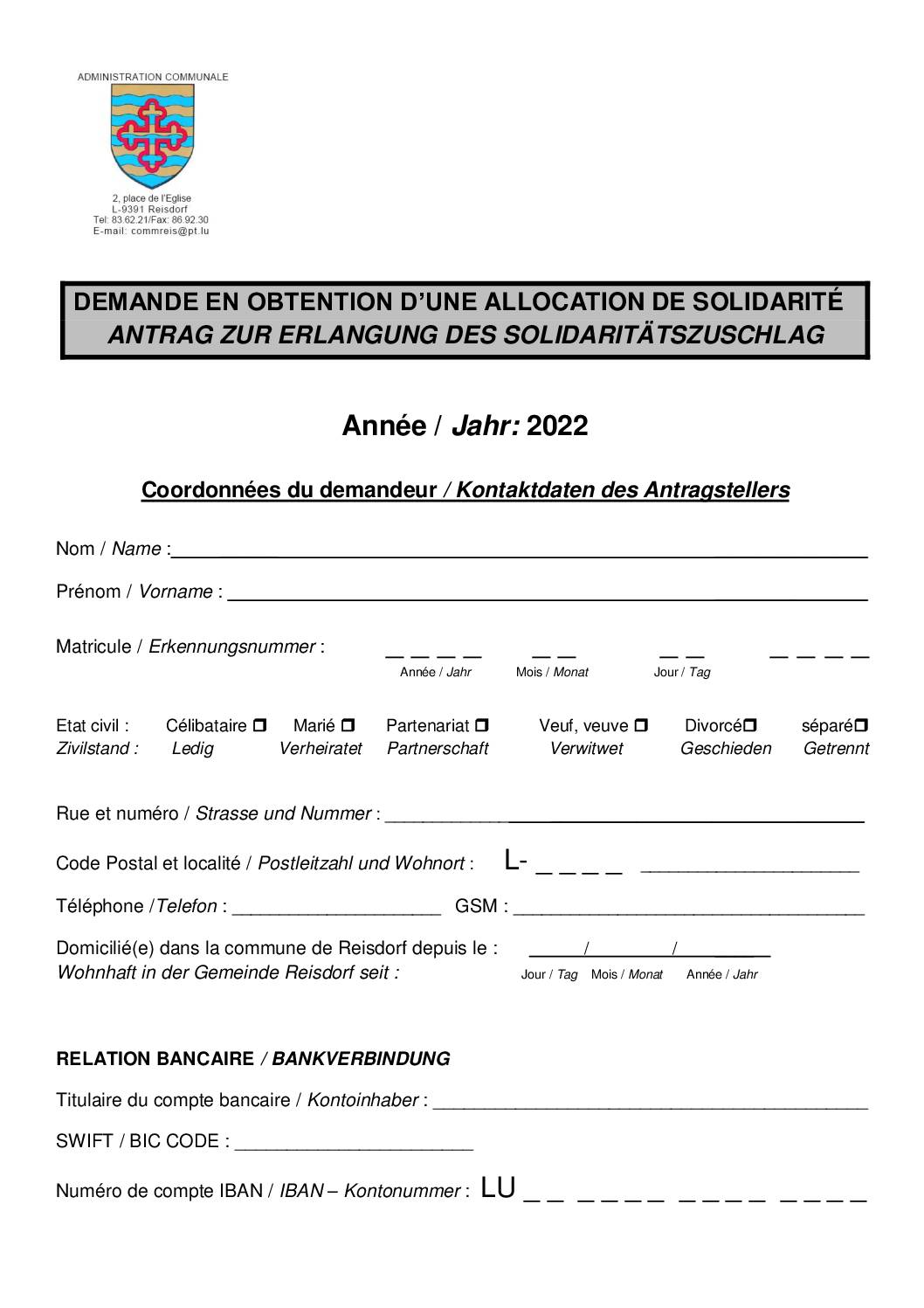 Allocation de solidarité Reisdorf