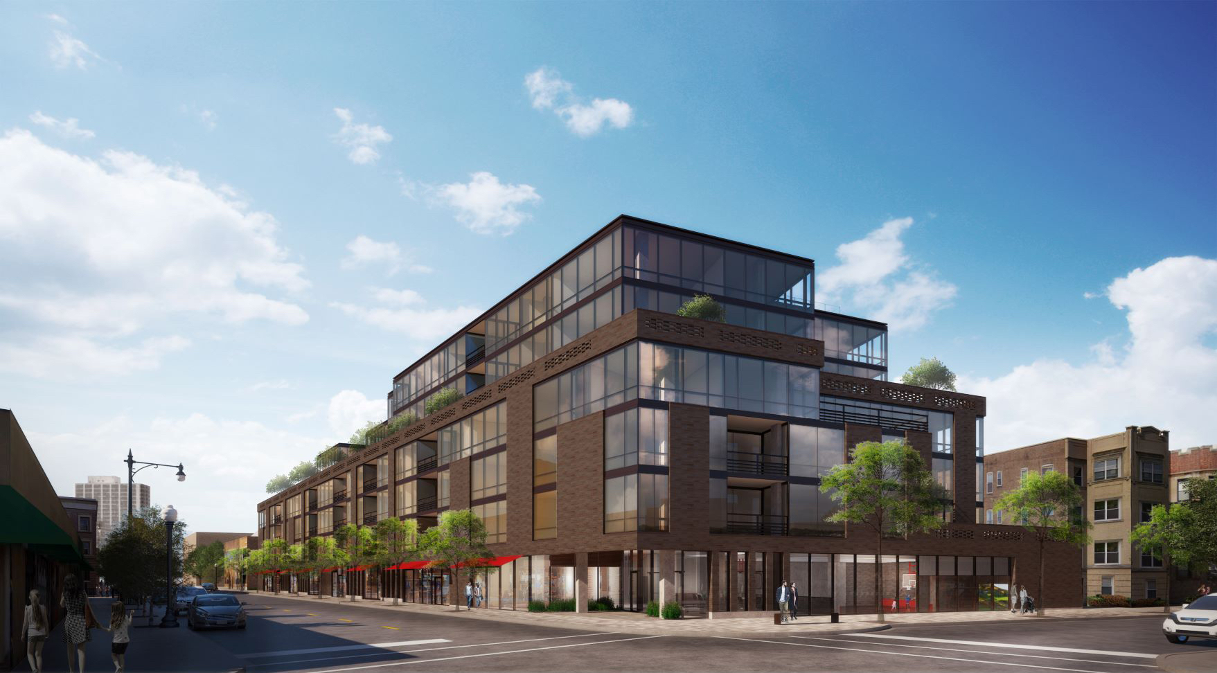 Construction of sevenstory rental building for Chicago’s Lakeview tops