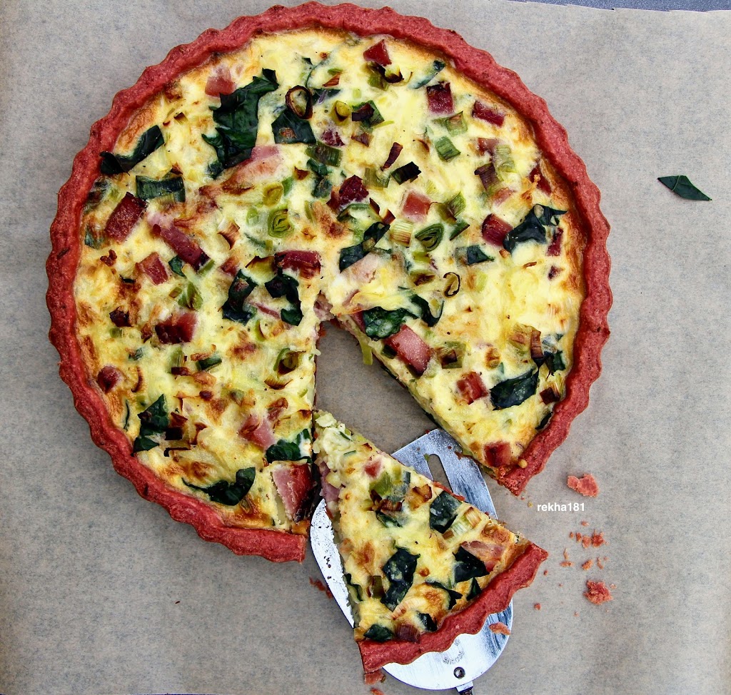 Ham, Leek and Kale Quiche with BeetrootCumin Pastry REKHA'S GARDEN AND KITCHEN