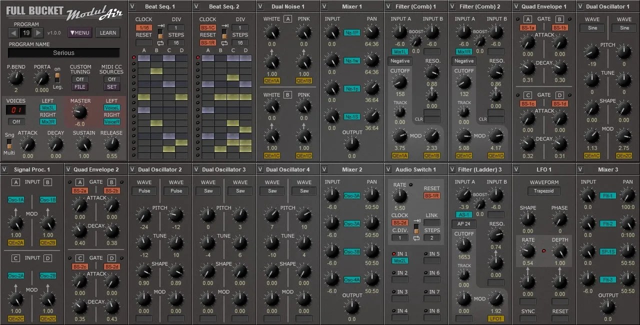 ModulAir virtual modular synth by Full Bucket Music updated to v1.0.0
