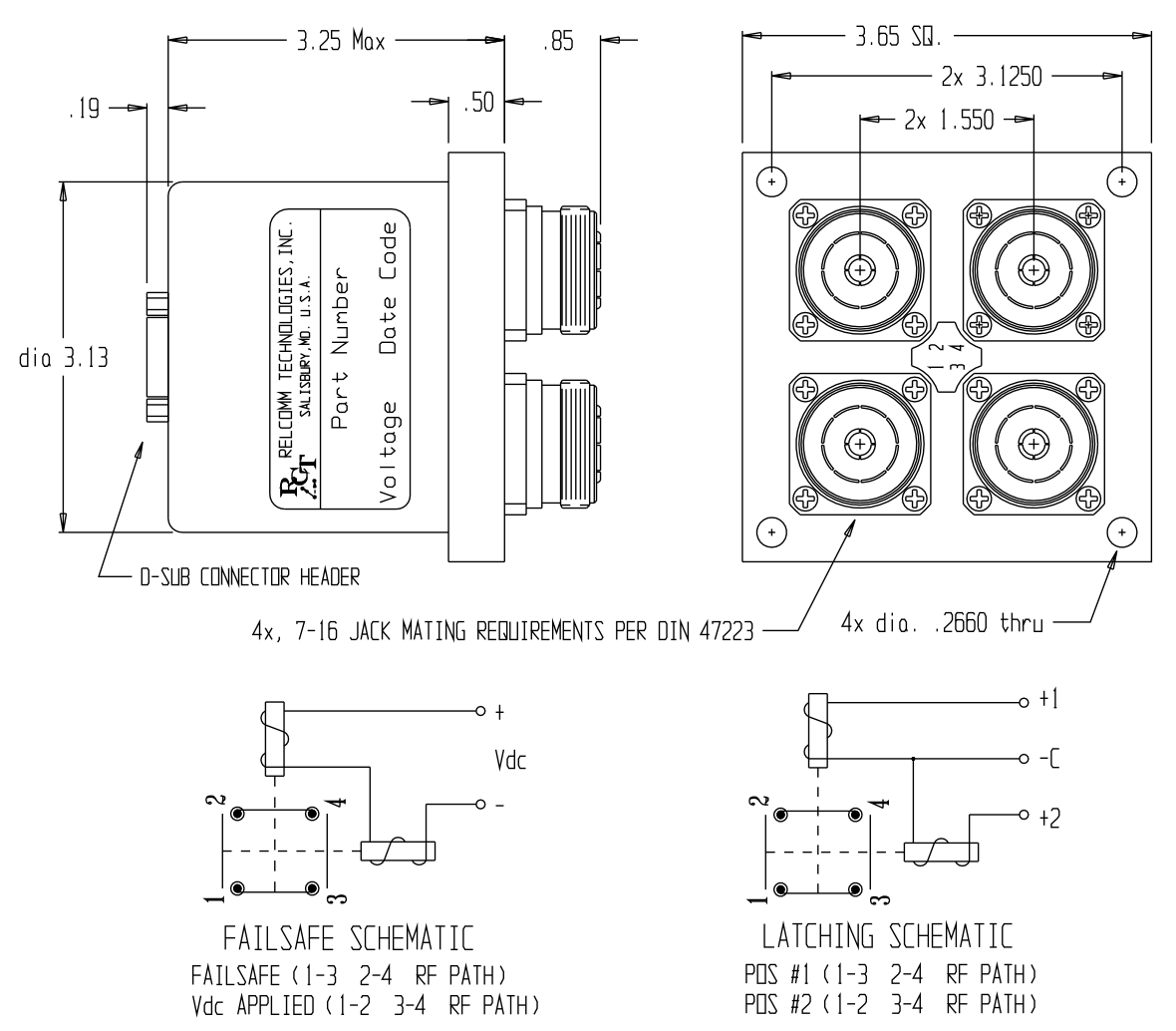 RTLSeries, High Power Transfer Relay W/ 7/16 DIN Connectors