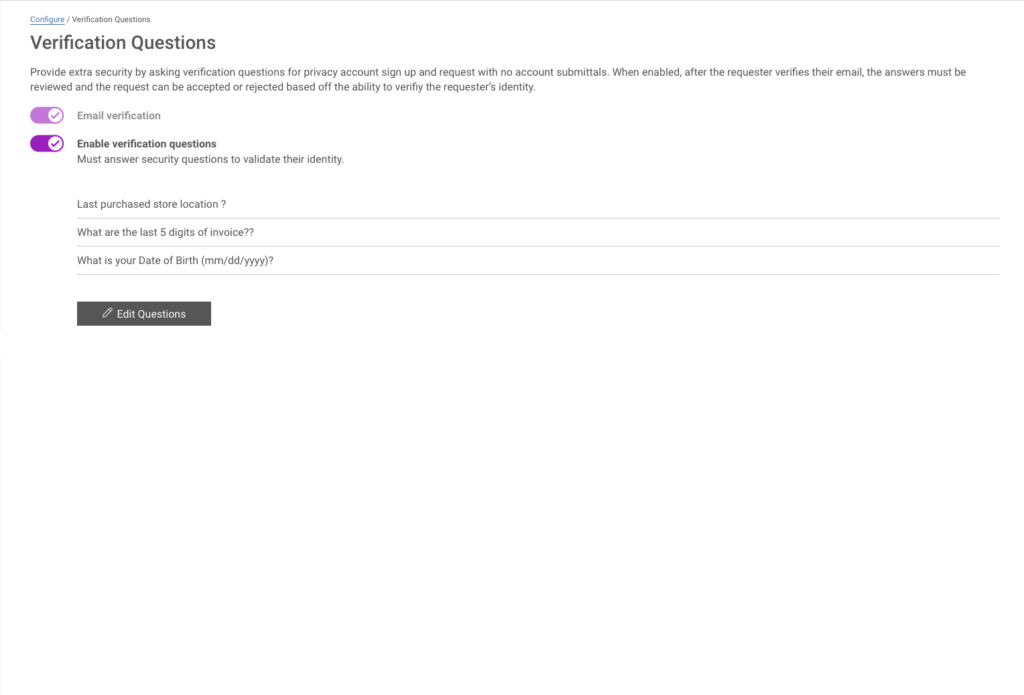 Verification Questions Truyo Releases
