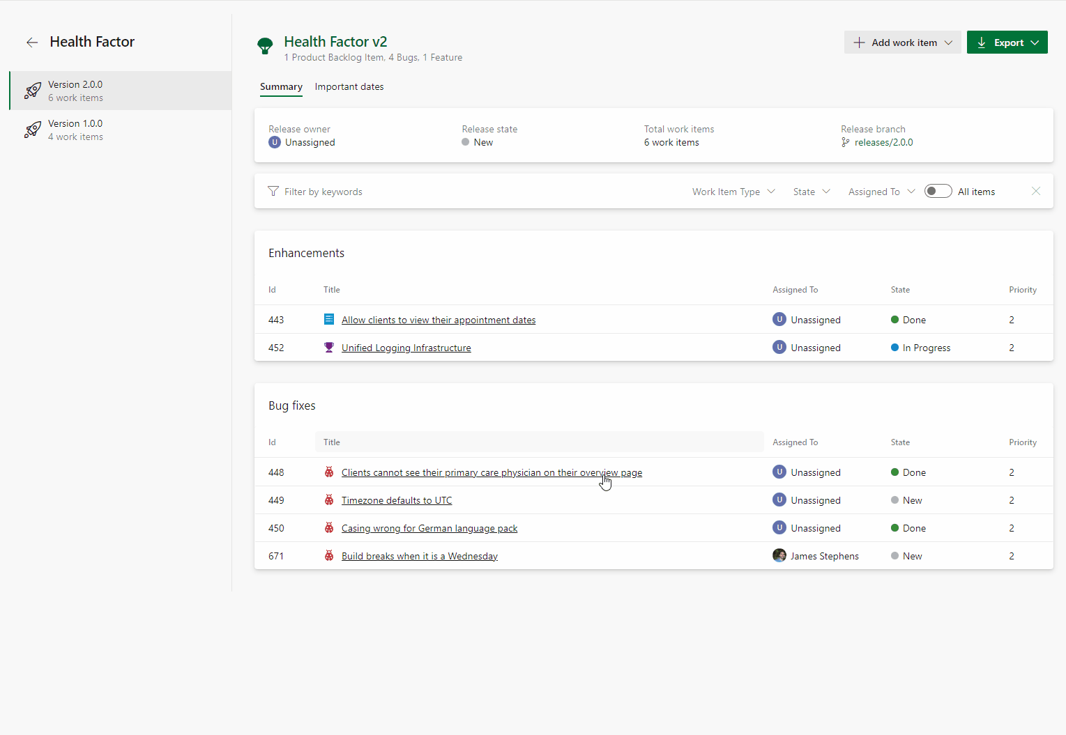 Draganddrop release planning Release Tracker