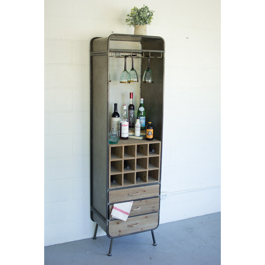 Tall Wood and Metal Wine Bar Relic Lexington