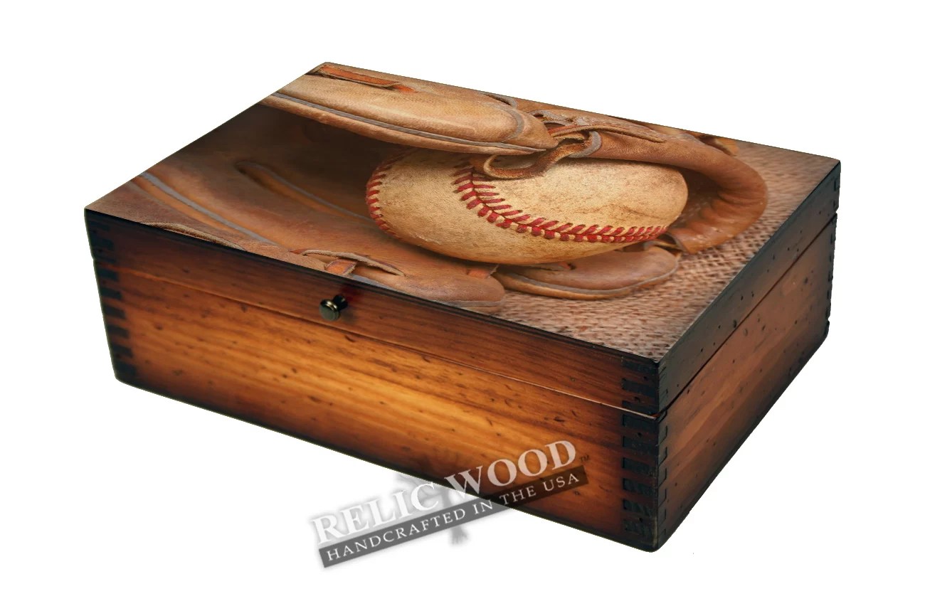 Personalized Baseball Player Memory Box Relic Wood