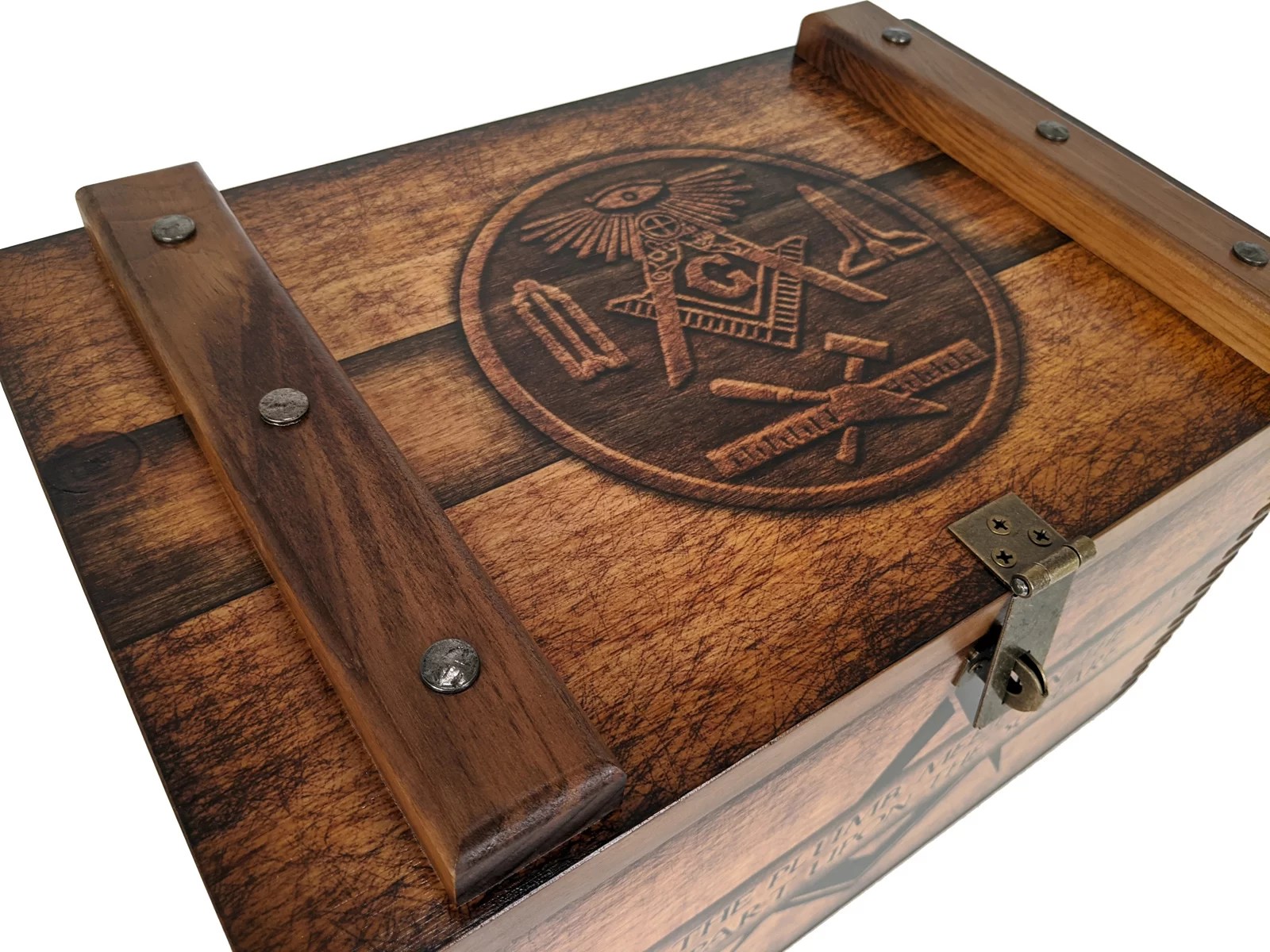 Freemason Compass and Square Wooden Ammo Box Gift