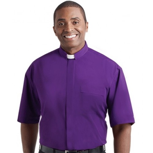 Shirts Mercy Robes Mens Cotton Clergy Polo Long Sleeve Tab Shirt Black