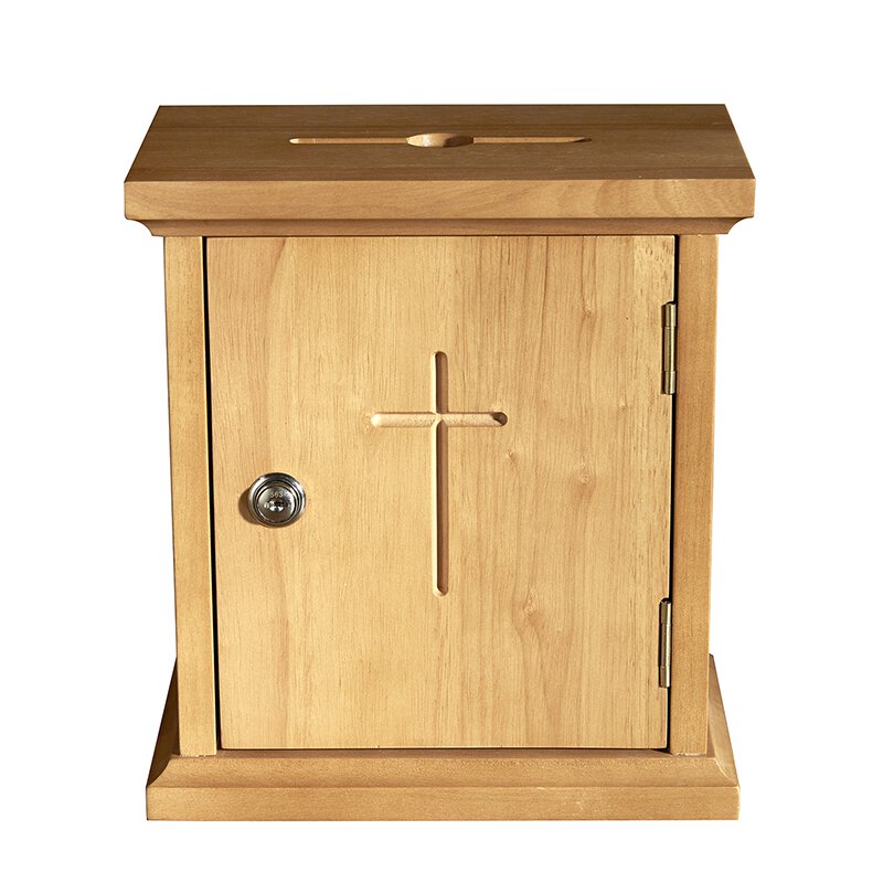 Wall Offering Box Medium Oak Religious Supply Center