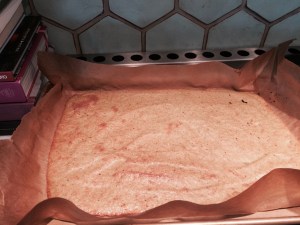 After 15 minutes of baking! Now it's ready to flip!