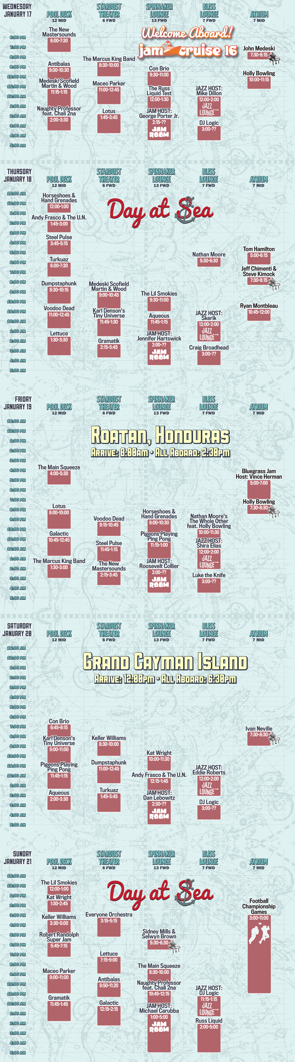 Jam Cruise Details 2018 Schedule