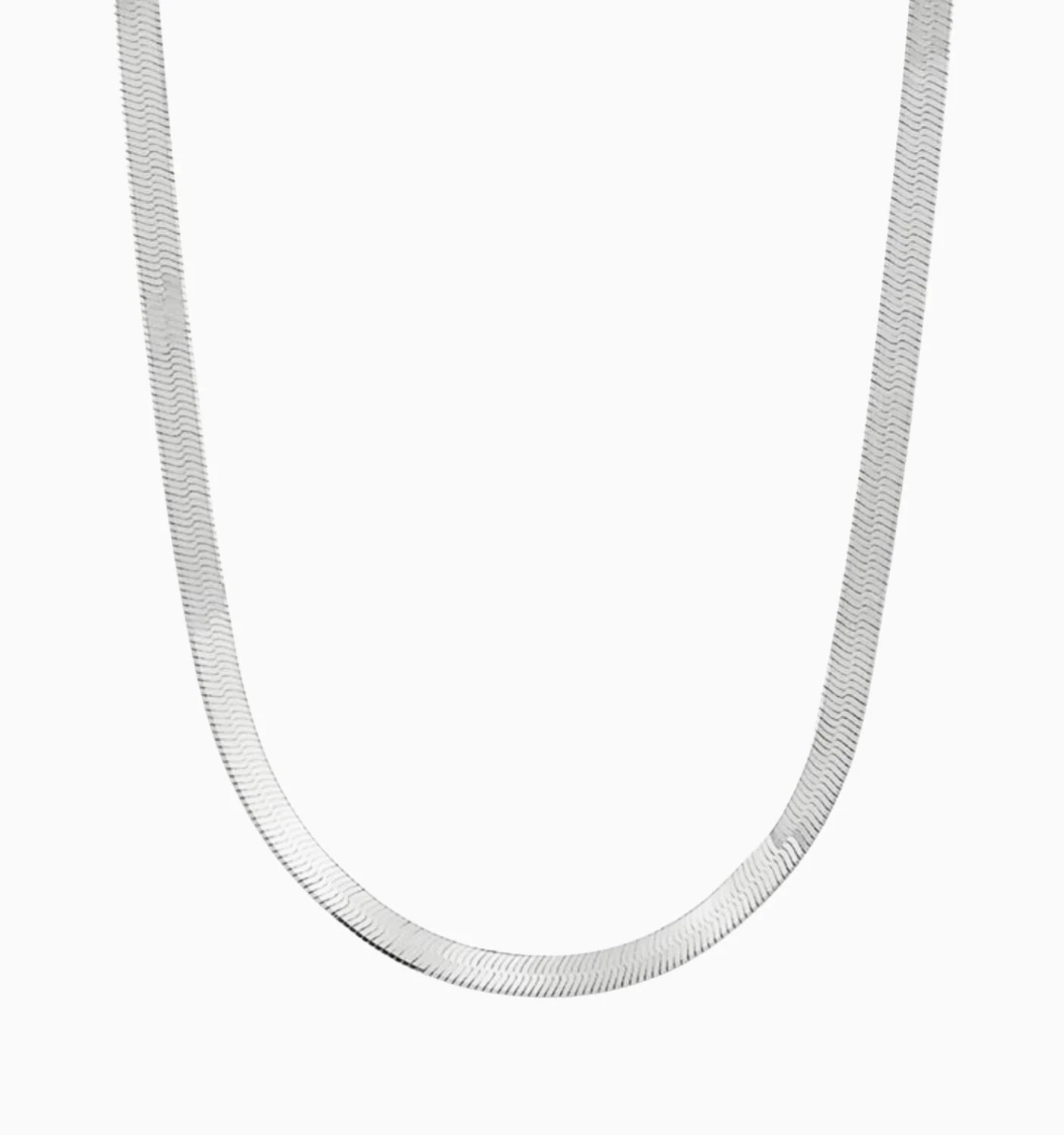 Silver Herringbone Chain Necklace Rellery