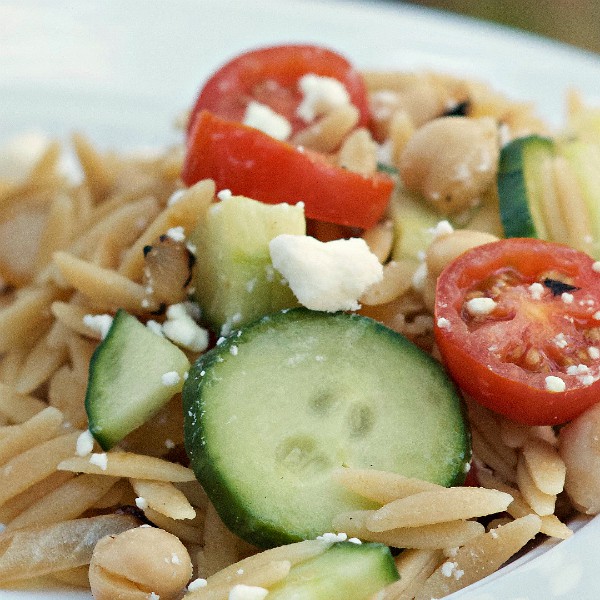 Summer Orzo Salad with Garbanzo Beans Reluctant Entertainer