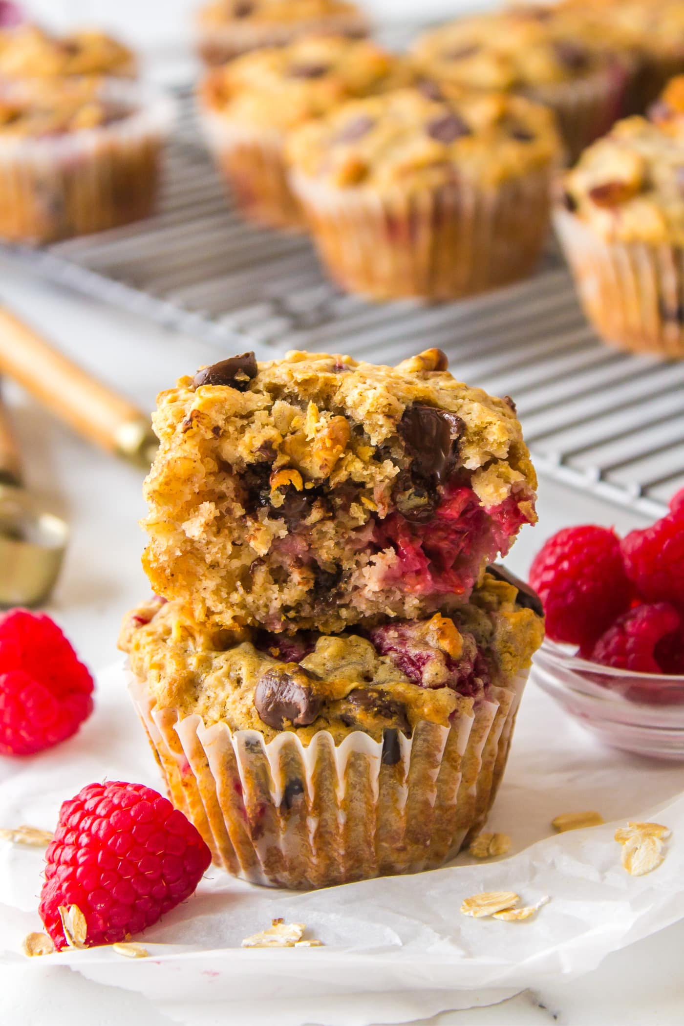 Chocolate Raspberry Oatmeal Muffins - Reluctant Entertainer