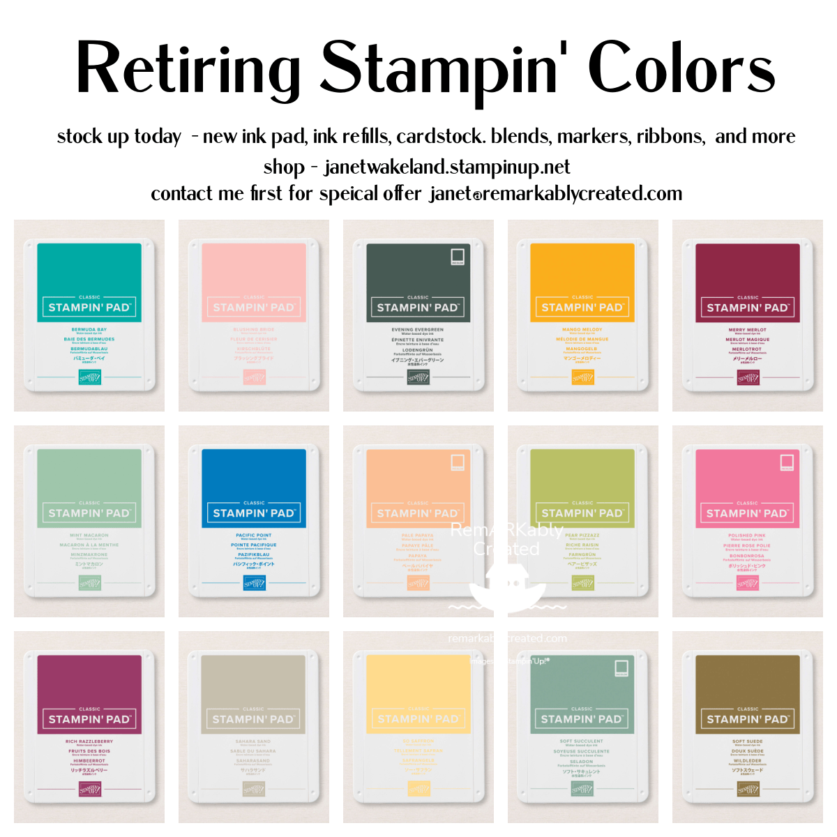 Retiring Stampin' UP! Colors Ink, Cardstock, Refills RemARKably