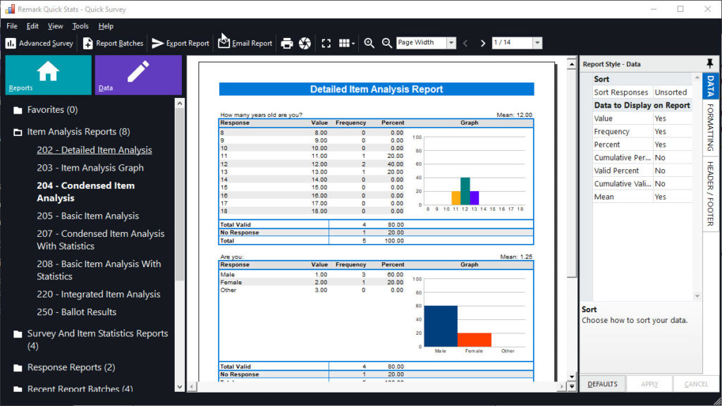 Remark Support inar Report Preferences in Remark Quick