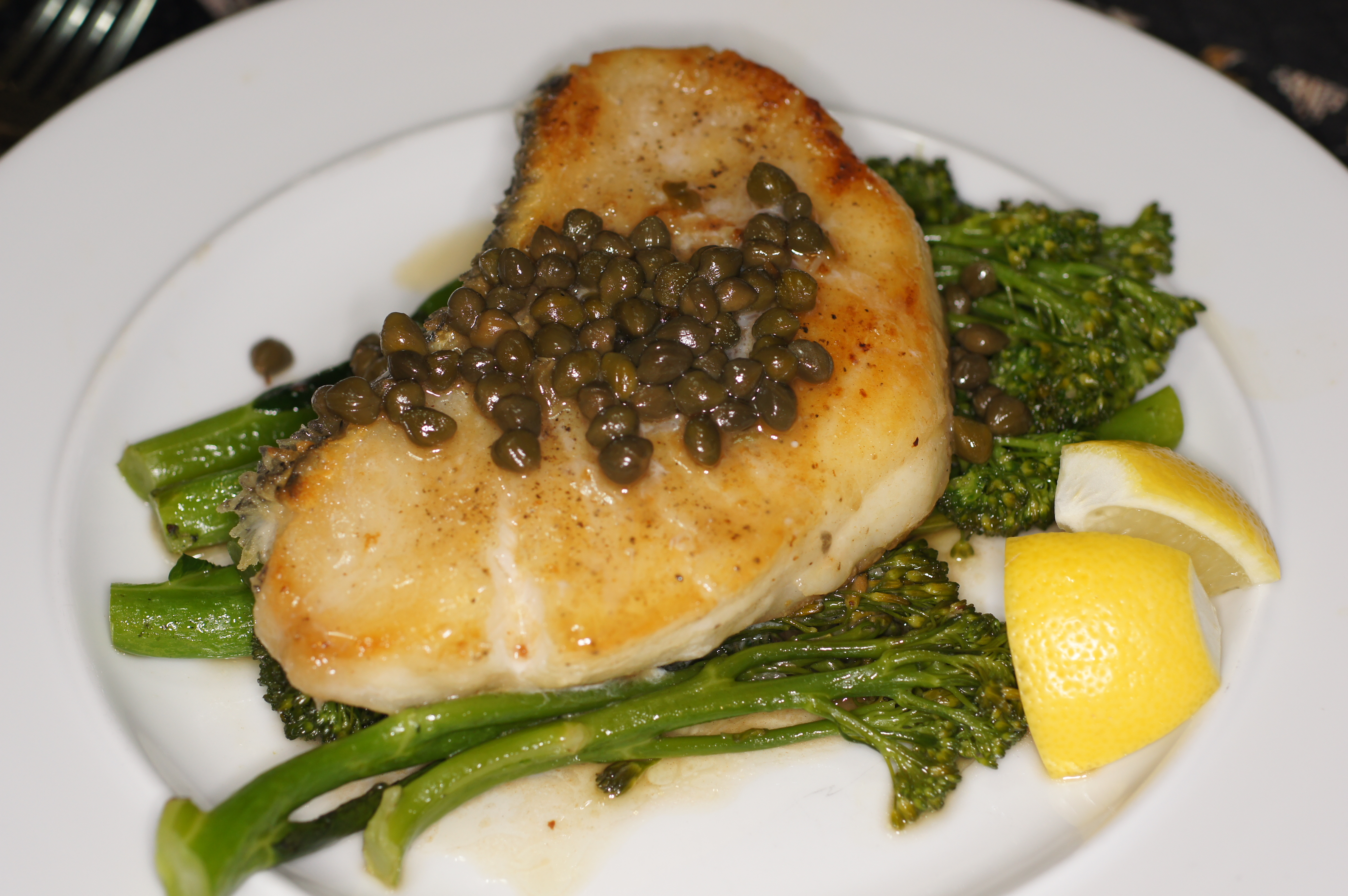 Lemon Caper Chilean Sea Bass Steaks with Broccolini REMCooks