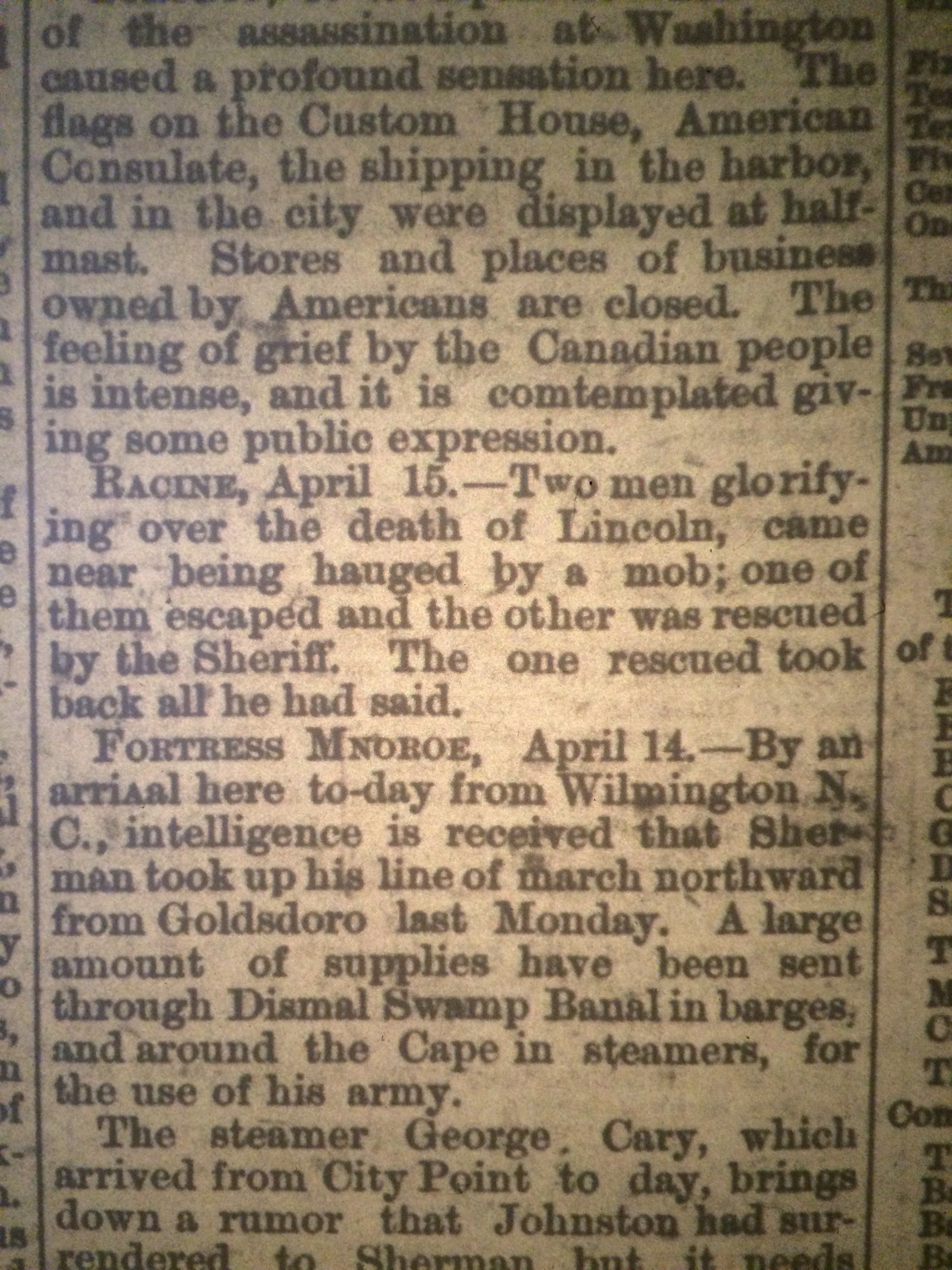 Racine, Wisconsin Reaction Wisconsin Daily News Remembering Lincoln