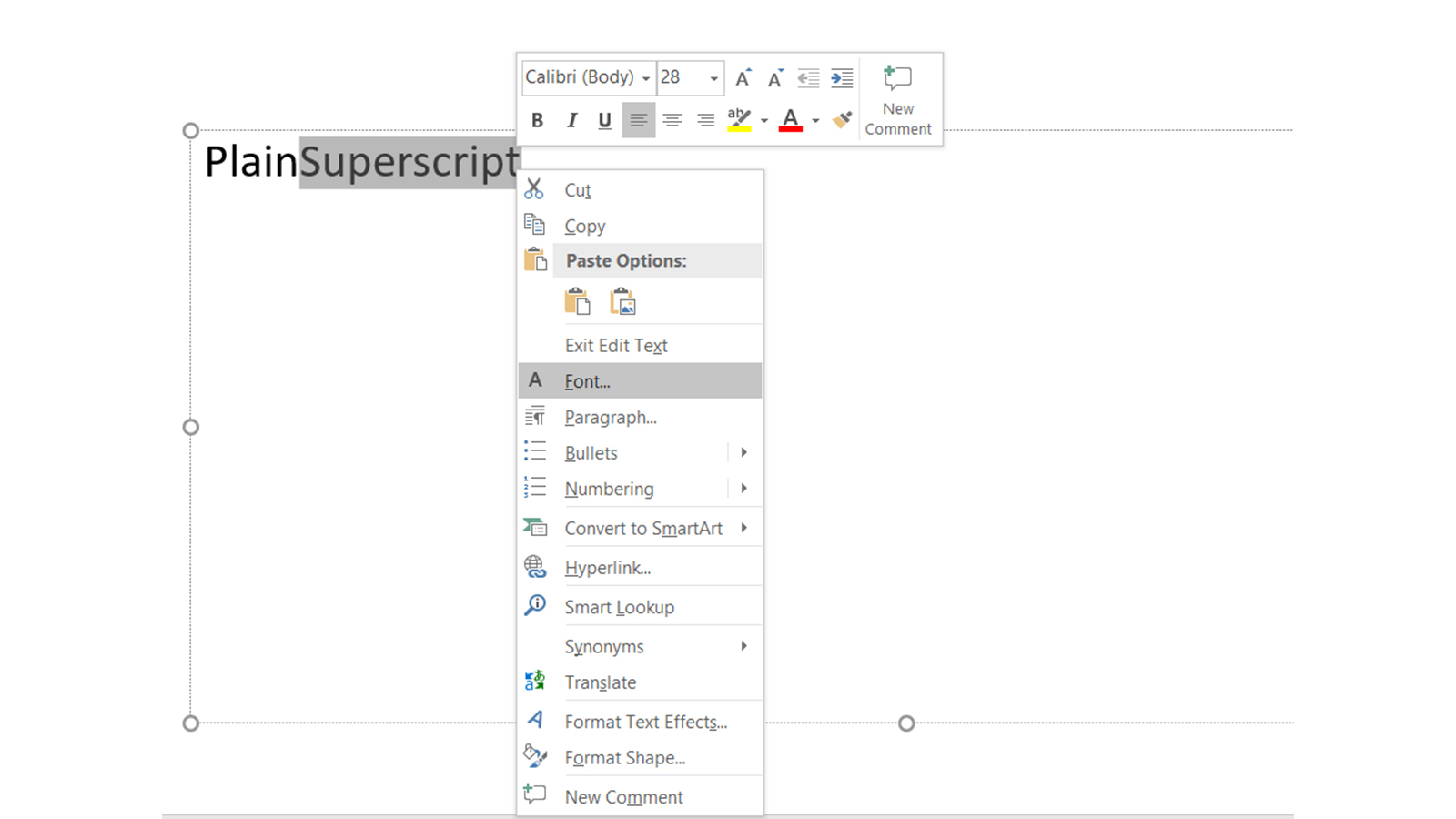 How to make a superscript in ppt delikosX