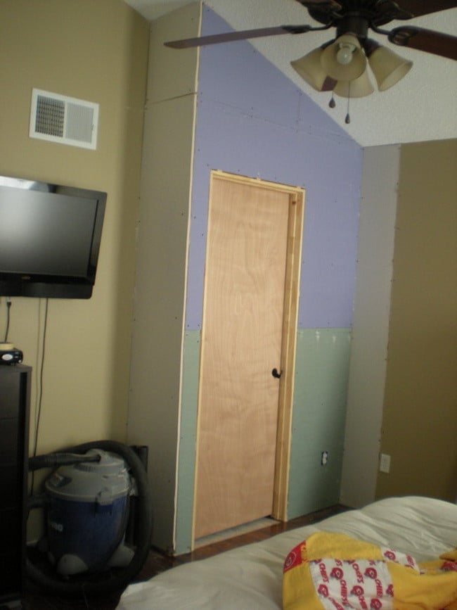 Step by Step Photos of How To Add a New Door to an existing Master Bedroom Bathroom