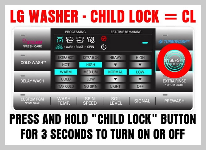 LG Washer Error Code CL How To Turn CHILD LOCK Off?