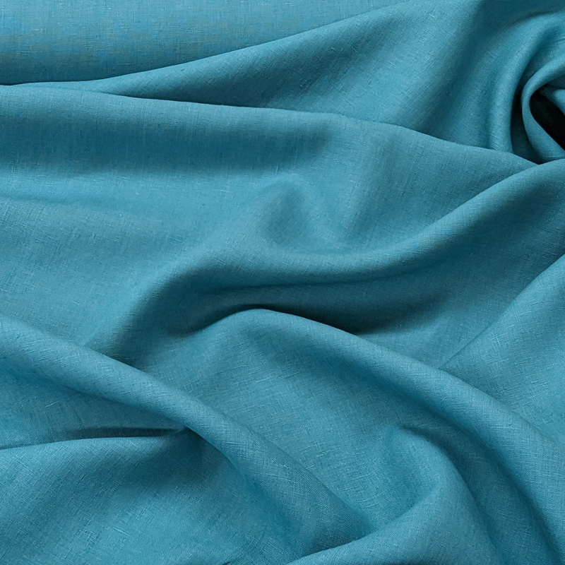 Aqua Medium Weight Linen Renaissance Fabrics