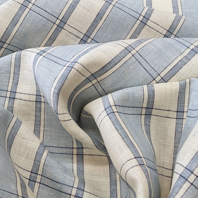 Light Blue & White Linen Checks Renaissance Fabrics