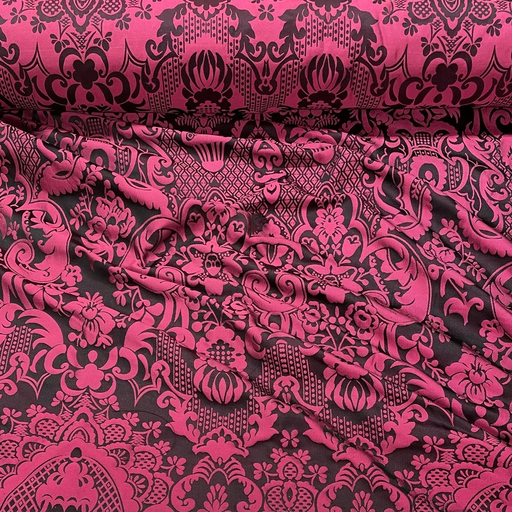 Black Raspberry Silk Damask Renaissance Fabrics