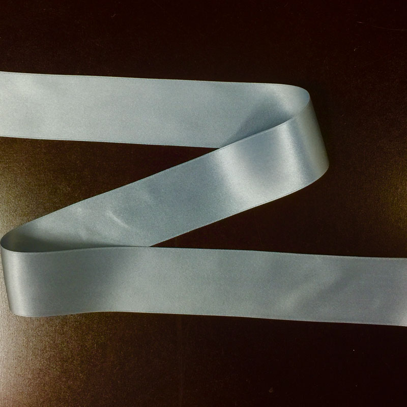 Misty Blue Double Face Silk Satin Ribbon 36mm Renaissance Fabrics