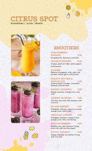 Fresh Smoothie Menu Design Template by MustHaveMenus