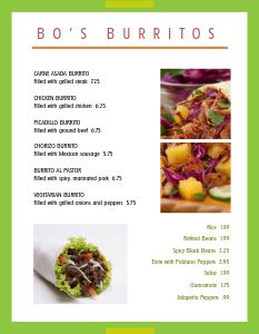 Mexican Burrito Menu Design Template by MustHaveMenus