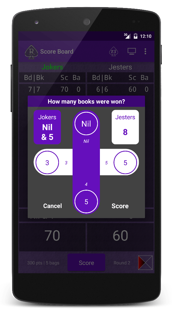 RenegeAid Spades Scoring App Bid. Book. Brag.