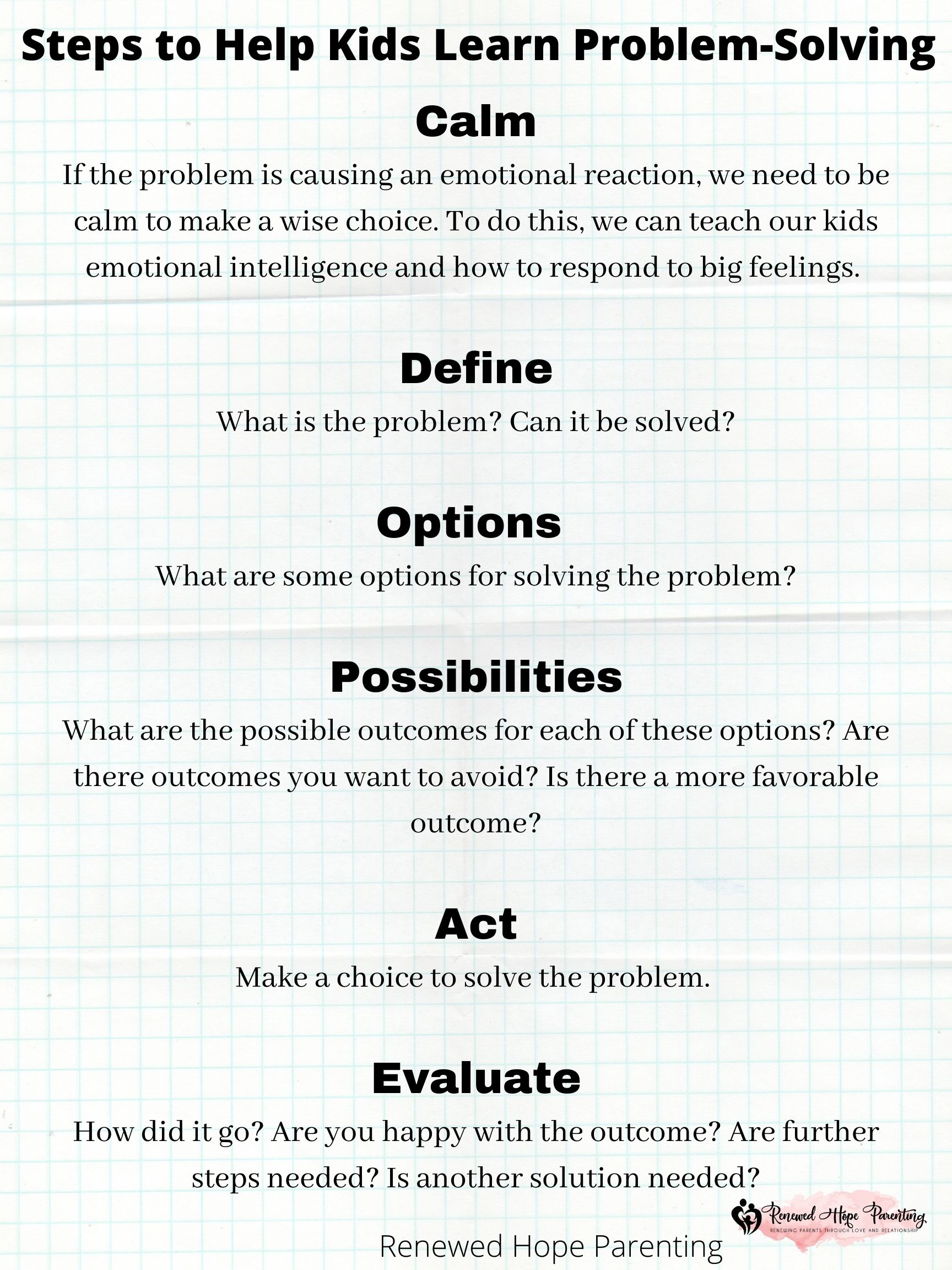 Helping Kids Learn Problem Solving Renewed Hope Parenting