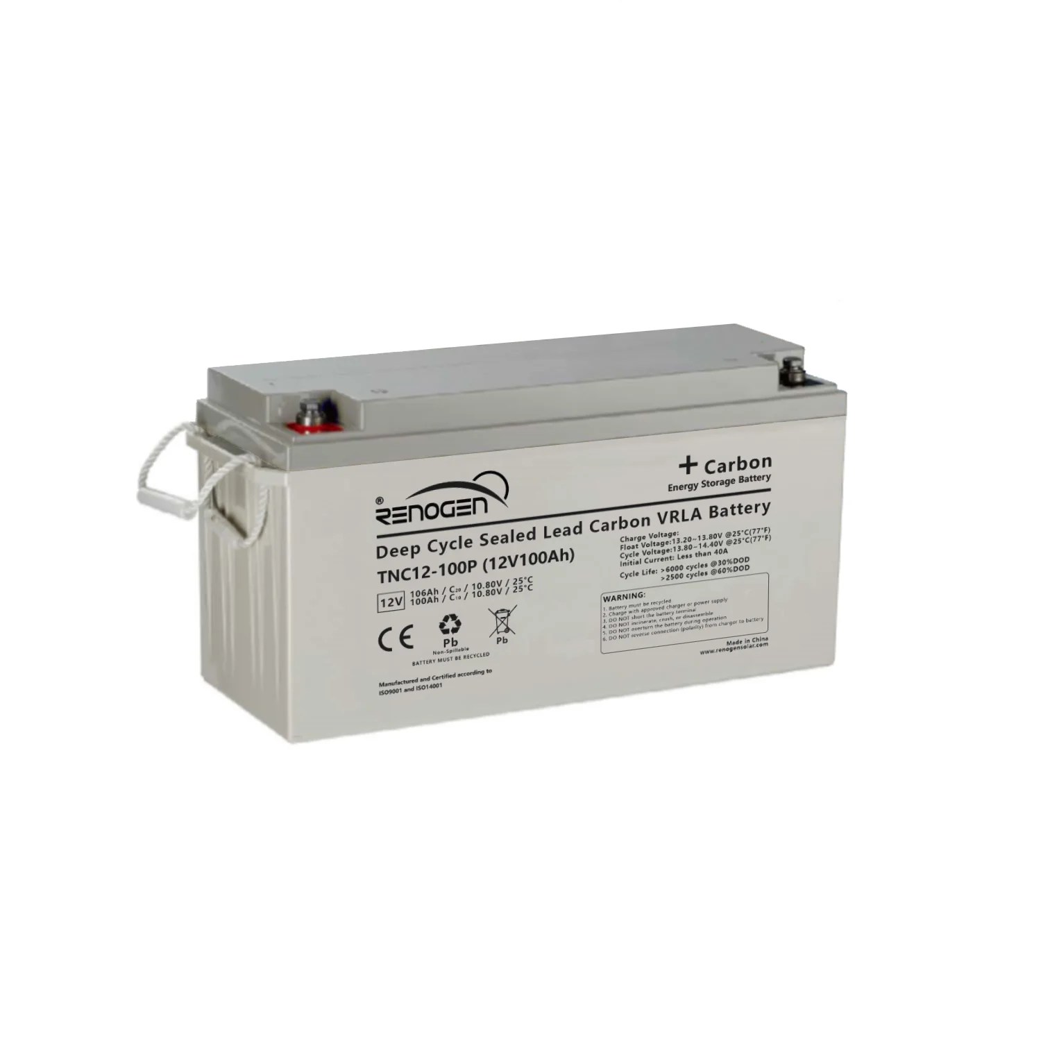 Deep Cycle LeadCarbon Battery 12v 100ah Renogen Power