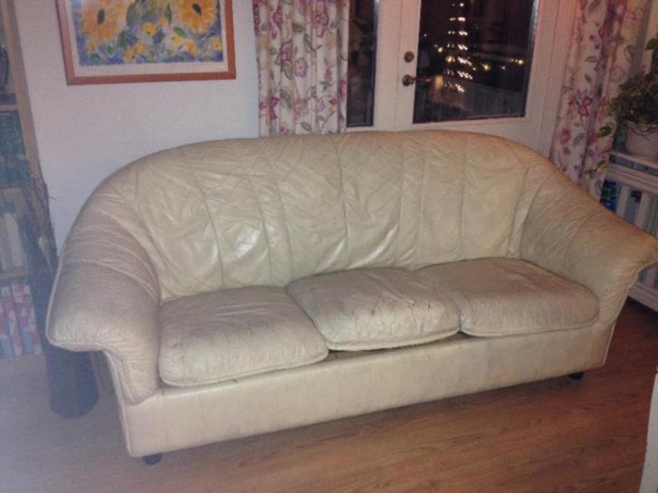 Soffa Vit Skinn Soffa vit skinn bortskänkes Stockholm