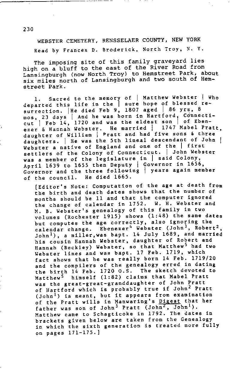 Rensselaer County, NY Gen site Interments in ster Cemetery