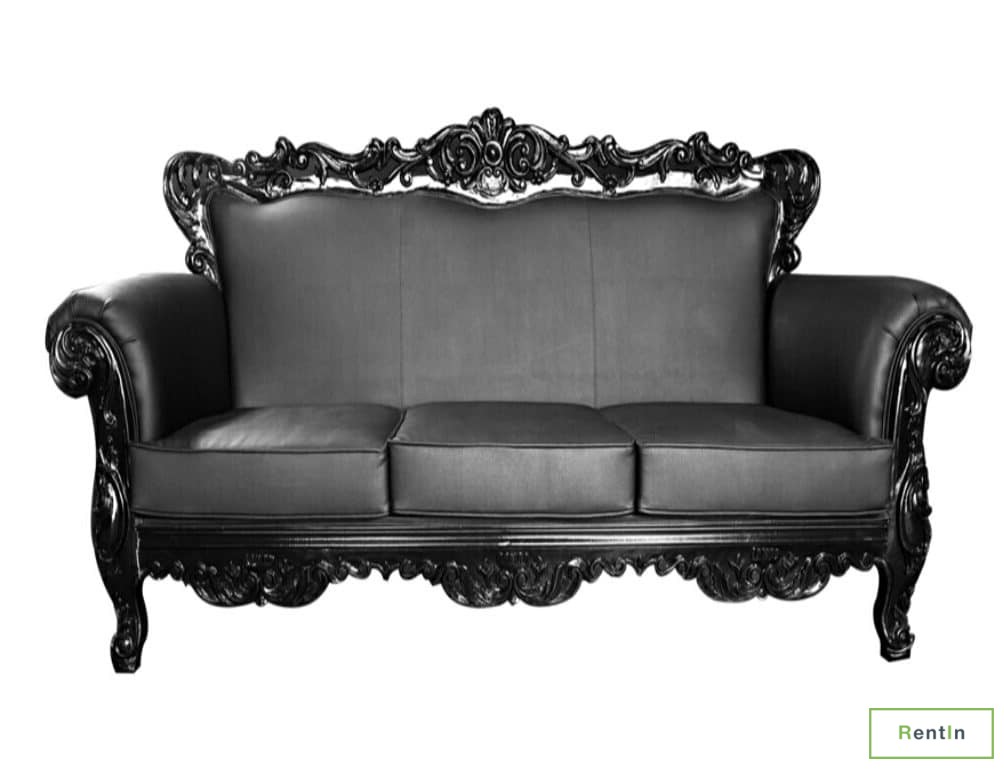 GOTHIC THREE SEATER SOFA (BLACK) Rent in Dubai