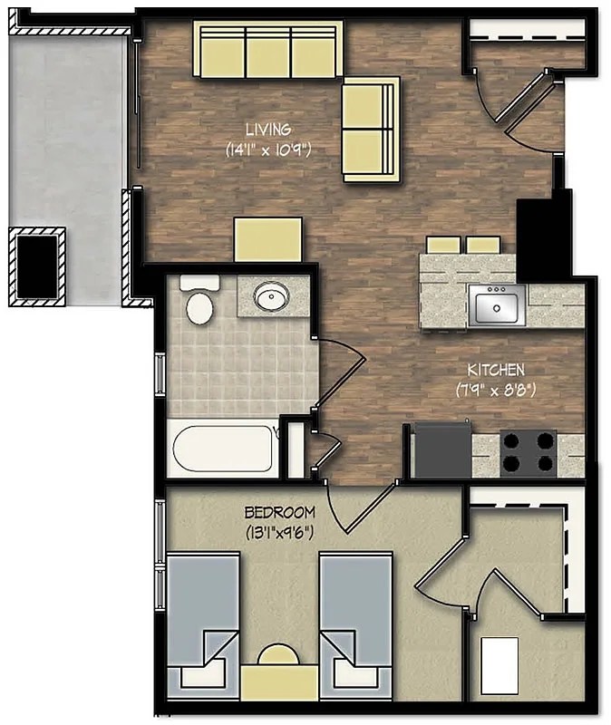 Park Place 1 Bedroom Floor Plans Rent Madison