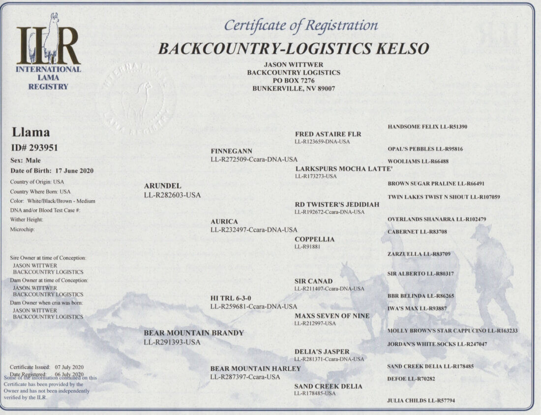 Kelso SOLD Backcountry Logistics