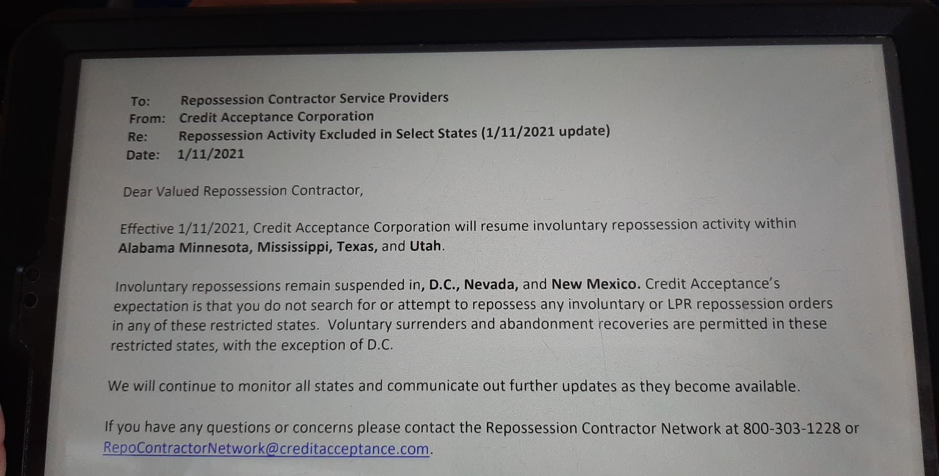 Confirmed Repossession Moratoriums Repo Buzz