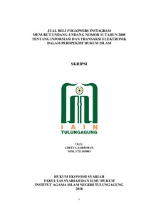 Jual Beli Followers Instagram Menurut Undang-Undang Nomor 11 Tahun 2008 Tentang Informasi Dan Transaksi Elektronik Dalam Perspektif Hukum Islam - Institutional Repository Of Uin Satu Tulungagung