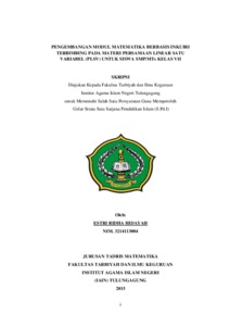 Pengembangan Modul Matematika Berbasis Inkuiri Terbimbing Pada Materi Persamaan Linear Satu Variabel (Plsv) Untuk Siswa Smp/Mts Kelas Vii - Institutional Repository Of Uin Satu Tulungagung