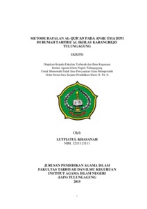 Metode Hafalan Al-Qur'an Pada Anak Usia Dini Di Rumah Tahfidz Al Ikhlas Karangrejo Tulungagung - Institutional Repository Of Uin Satu Tulungagung