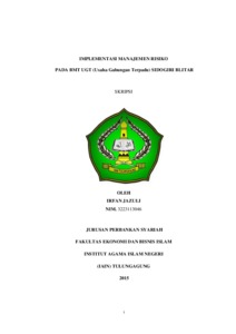 Implementasi Manajemen Risiko Pada Bmt Ugt (Usaha Gabungan Terpadu) Sidogiri Blitar - Institutional Repository Of Uin Satu Tulungagung