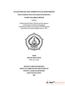 Analisis Perilaku Siswa Berprestasi Dalam Menghadapi Ujian Nasional Mata Pelajaran Matematika Di Smp Jawaahirul Hikmah - Institutional Repository Of Uin Satu Tulungagung