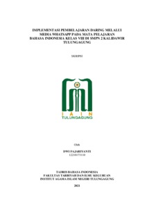 Implementasi Pembelajaran Daring Melalui Media Whatsapp Pada Mata Pelajaran Bahasa Indonesia Kelas Viii Di Smpn 2 Kalidawir Tulungagung - Institutional Repository Of Uin Satu Tulungagung