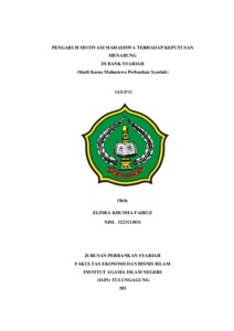 Pengaruh Motivasi Mahasiswa Terhadap Keputusan Menabung Di Bank Syariah (Studi Kasus Mahasiswa Perbankan Syariah) - Institutional Repository Of Uin Satu Tulungagung