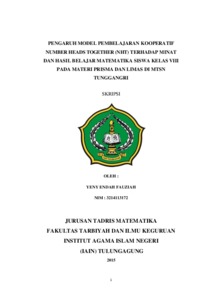 Pengaruh Model Pembelajaran Kooperatif Number Heads Together (Nht) Terhadap Minat Dan Hasil Belajar Matematika Siswa Kelas Viii Pada Materi Prisma Dan Limas Di Mtsn Tunggangri - Institutional Repository Of Uin Satu Tulungagung