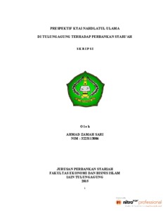 Prespektif Kiyai Nahdlatul Ulama Di Tulungagung Terhadap Perbankan Syariah - Institutional Repository Of Uin Satu Tulungagung