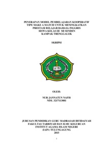 Penerapan Model Pembelajaran Kooperatif Tipe Make A Match Untuk Meningkatkan Prestasi Belajar Bahasa Inggris Siswa Kelas Iii Mi Senden Kampak Trenggalek - Institutional Repository Of Uin Satu Tulungagung